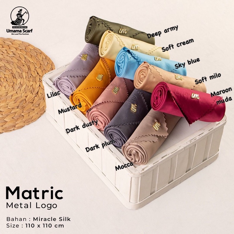SEGIEMPAT MATRIC METAL LOGO UMAMA SCARF / SQUARE POLOS VOAL MURAH PLAT BESI