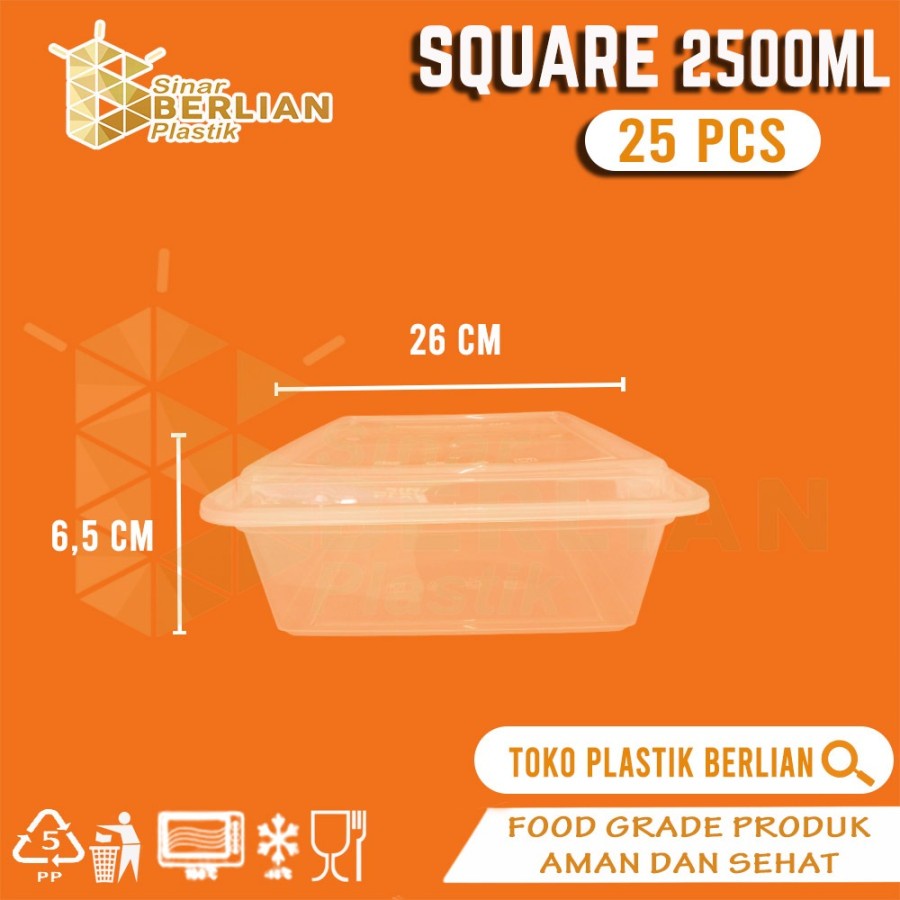 THINWALL SQUARE 2500ML DM - 25PCS
