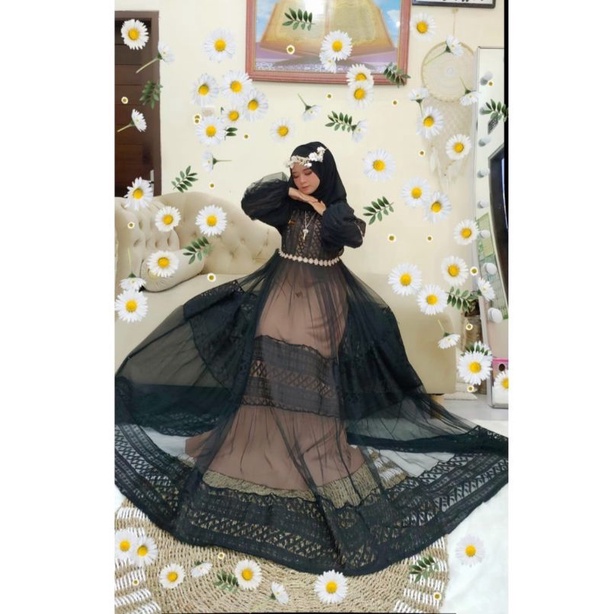 Baju Gamis Larissa  Bahan Tile Brukat Full Furing Terlaris Sekarang