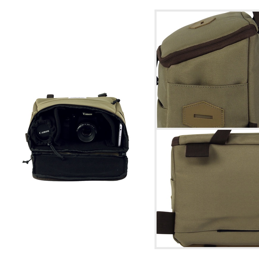 FOCUS KHAKI ORIGINAL x ATVA Tas Kamera Selempang Pria Wanita Slingbag Lensa DSLR Mirrorless Tripod Sling Bag Camera Multifungsi Casual Camera Shoulder Bag Premium Unisex Shoulderbag Tas Slempang Bahu Free Rain Cover Keren Terbaru Kekinian Branded