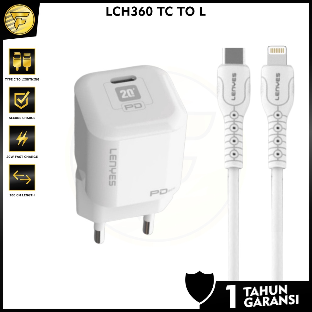 LENYES LCH360 charger PD 20W FAST CHARGING Power Delivery Kabel Data Type C to Type C - Type C to Lightning