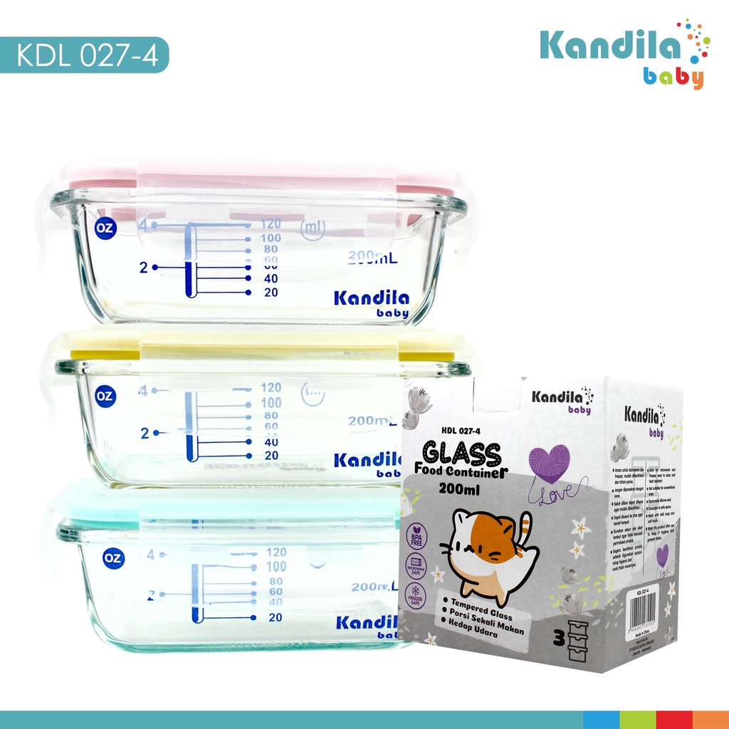 KANDILA BABY GLASS FOOD CONTAINER / Wadah kontainer kaca KDL 027-4