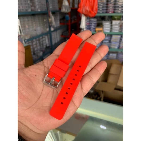 Strap Tali Jam Tangan Silikon lembut 18mm merah 9909 new produk