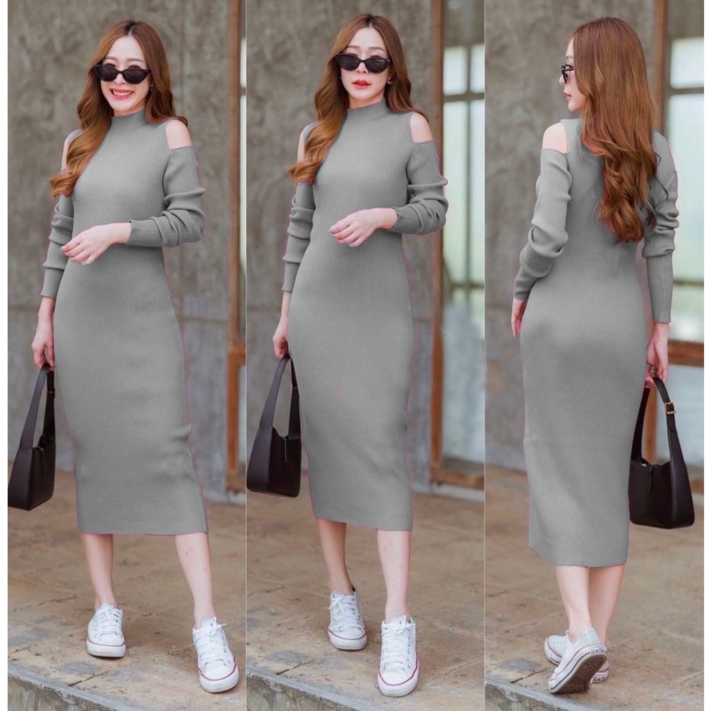 Dress Aariyaa - Dress Lengan Panjang - Dress Rajut Wanita - Casual Dress Terbaru