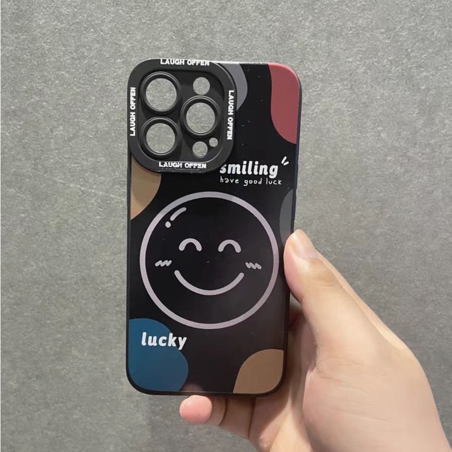 Ins Casing iPhone 14 14pro 14Plus 14prm 13 13pro 13prm 11 7Plus 8Plus Xr XS 12pro Max Motif Smiley Shockproof