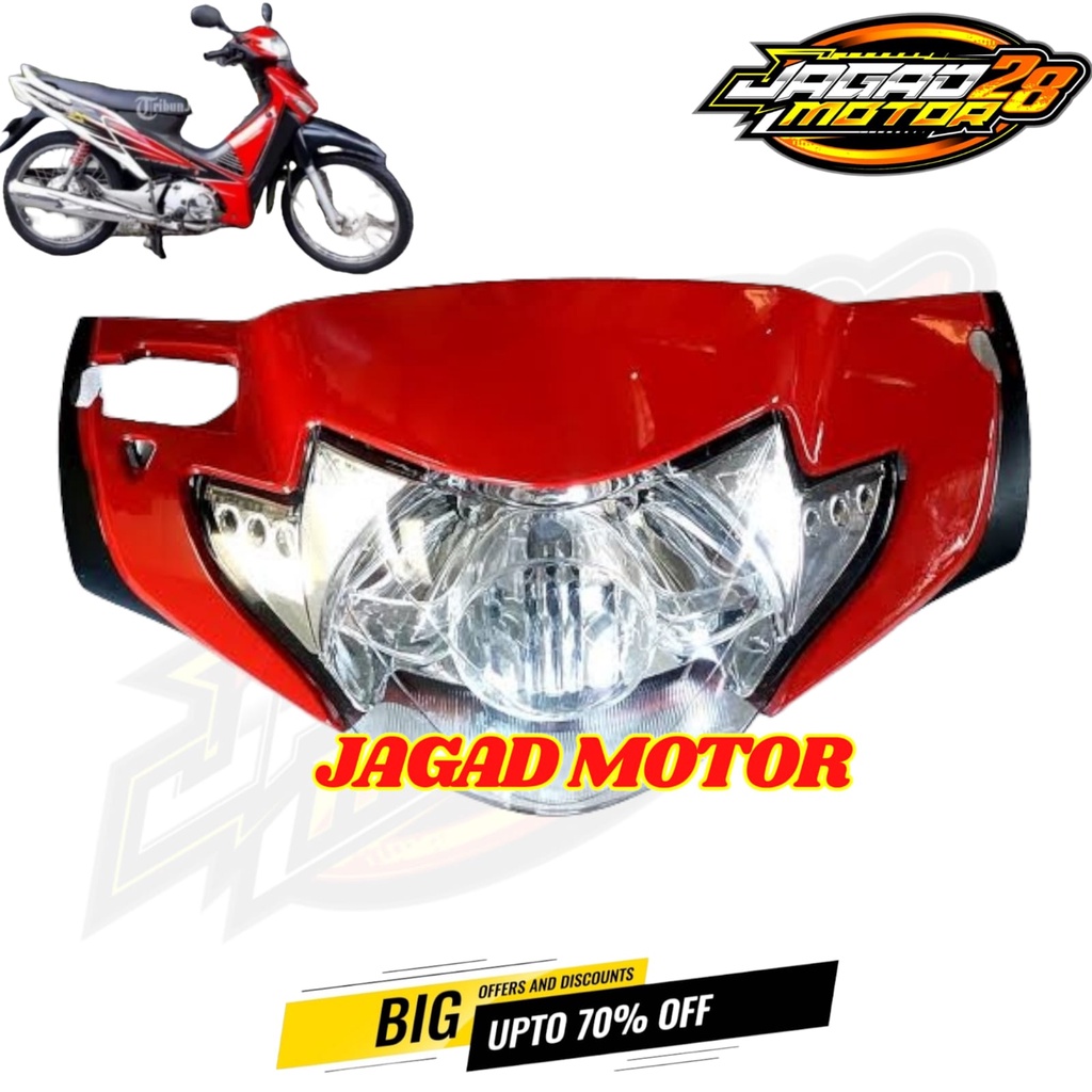 Batok Kepala Depan Plus Lampu Supra X 125 Lama 2005 2006 2007 Merah / Batok Kepala Depan Supra X 125 Lama 2005 2006 2007 Merah Set Lampu Depan / Batok Kepala Depan Supra X 125 Lama 2005-2007 Merah Plus Reflektor Lampu Depan