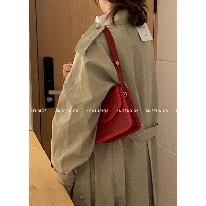 Suhao Niche Tas Ketiak Wanita 2021 Musim Gugur dan Musim Dingin Baru Fashion Trendi Retro Rantai Kotak Kecil Tas All-Match Portable Messenger Bag