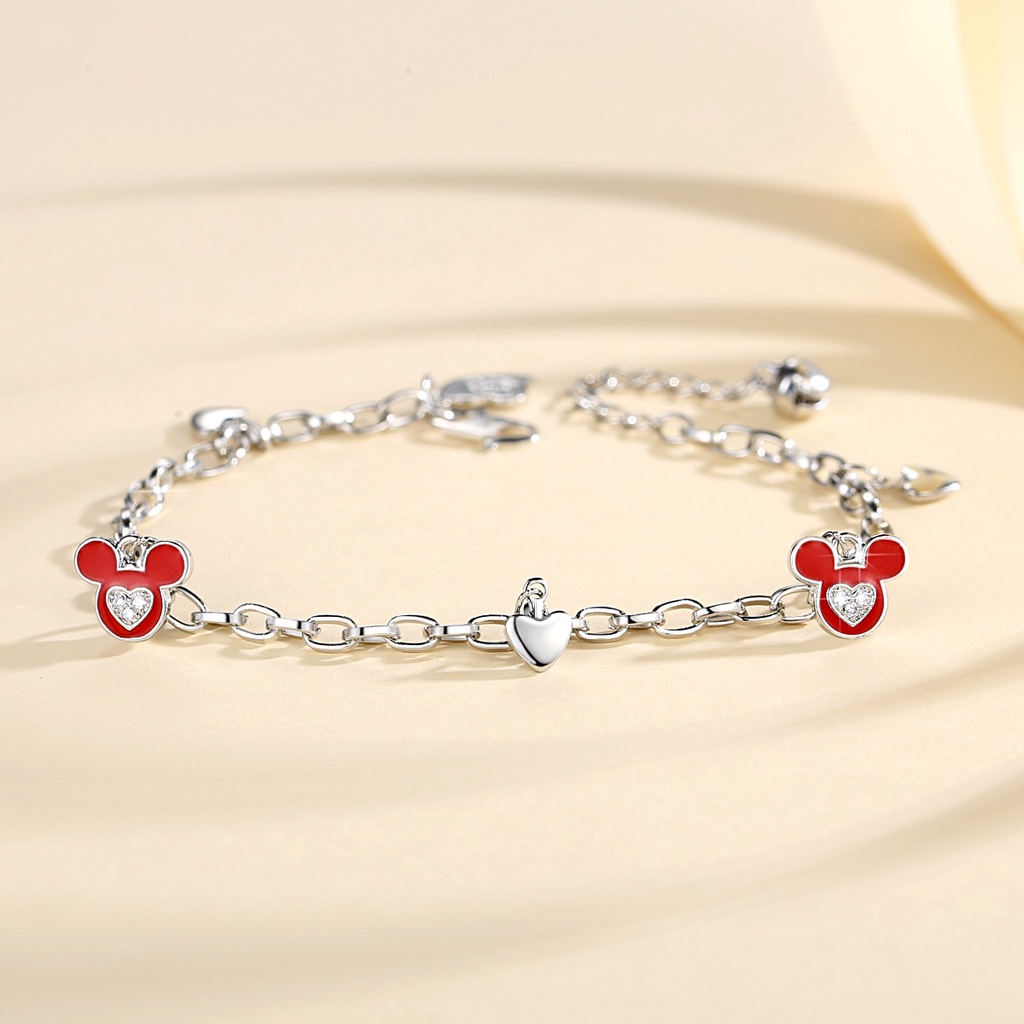 Y768 Gelang Titanium Mickey Kristal Gelang Anti Karat Wanita Dapat Disesuaikan Aksesoris