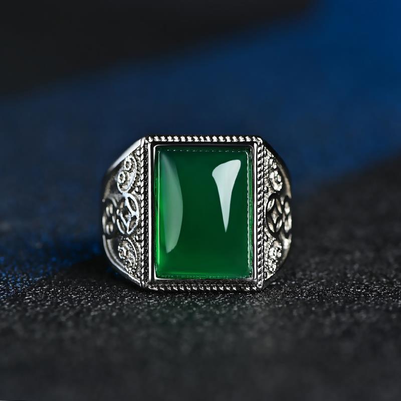 Cincin Model Terbuka adjustable Desain Chrysoprase Untuk Pria