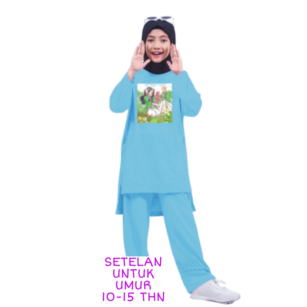 Setelan Anak Perempuan Remaja Bahan Kaos Babyterry Kaos Lengan panjang dan Celana panjang Oversixze XXL 10 11 12 13 14 15 Tahun . One Set Anak Perempuan Terbaru 2023 Viral Stelan Remaja Kekinian Setelan Baju Anak Tanggung K6