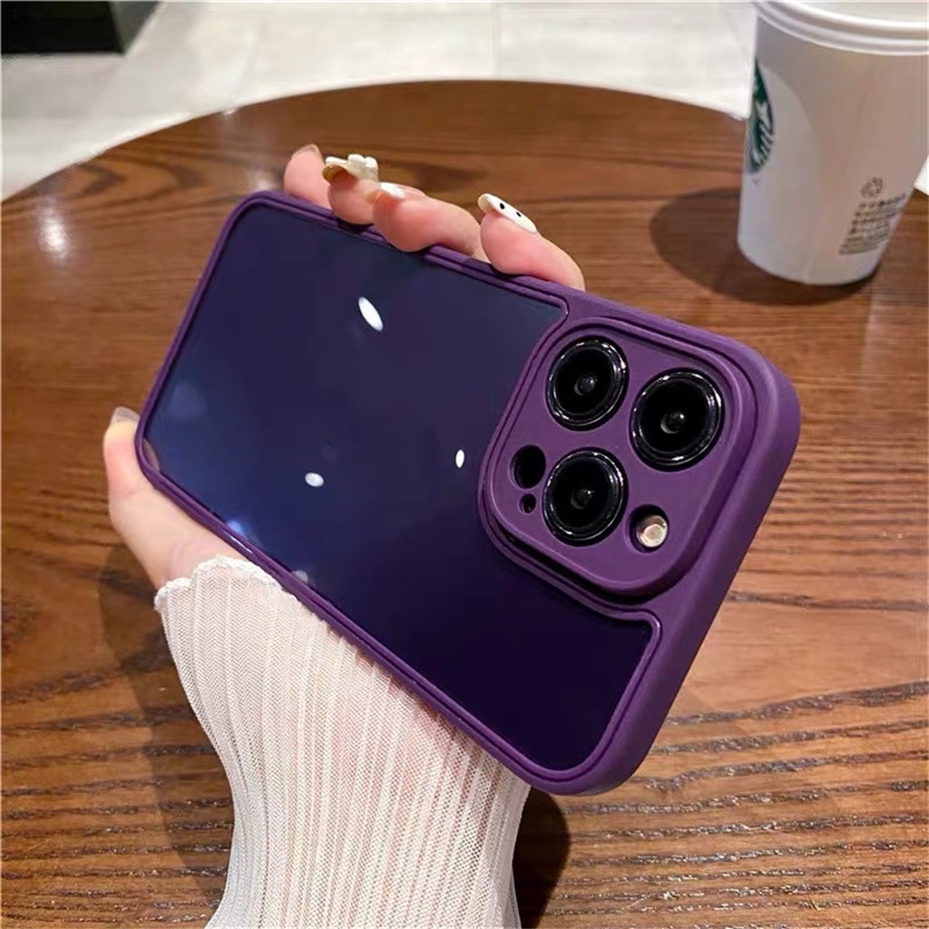 Purple shock proof clear case iphone 14 pro max 14 plus 11 12 13 pro max transparent silicone frame camera protection fully enclosed premium luxury protection soft case