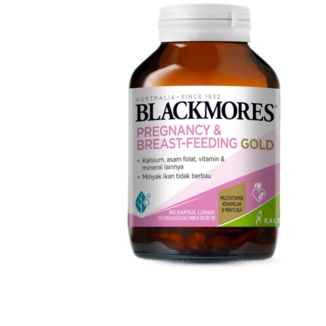 Blackmores Pregnancy &amp; Breast - Feeding Gold Mengandung Asam Folat, Vitamin &amp; Mineral 60/120 Kapsul