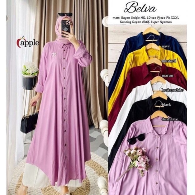 BELVA TUNIK MODEL TERBARU KEKINIAN BIG SIZE XL-XXL BAHAN KATUM RAYON KANCING AKTIF / TUNIC BUSUI FRI