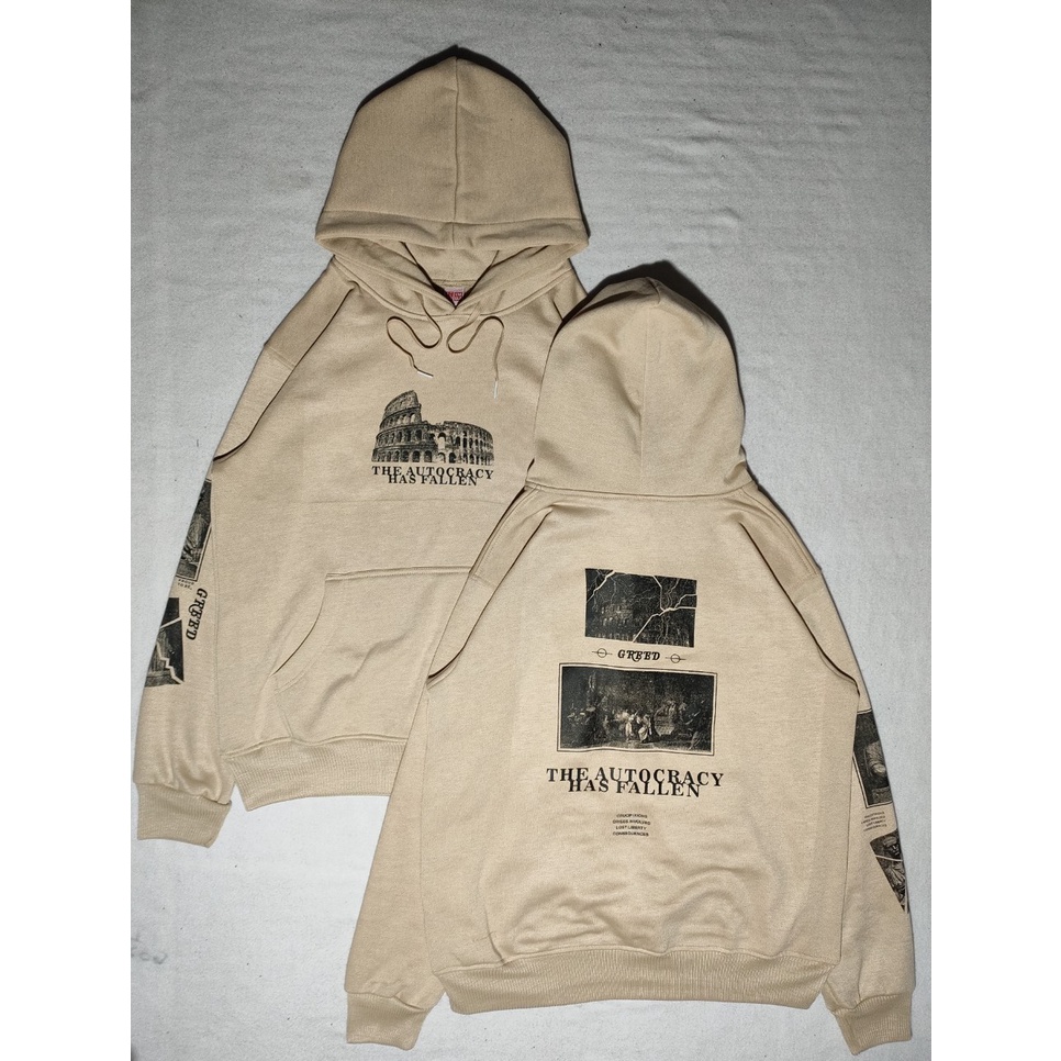 SUKE - JAKET SWEATER HOODIE PRIA COMBI CREAM HITAM UNISEX PREMIUM