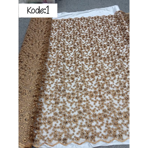 kain tille bunga bordir/bahan brokat Kebaya pesta wisuda/brukat wedding/tille bordir