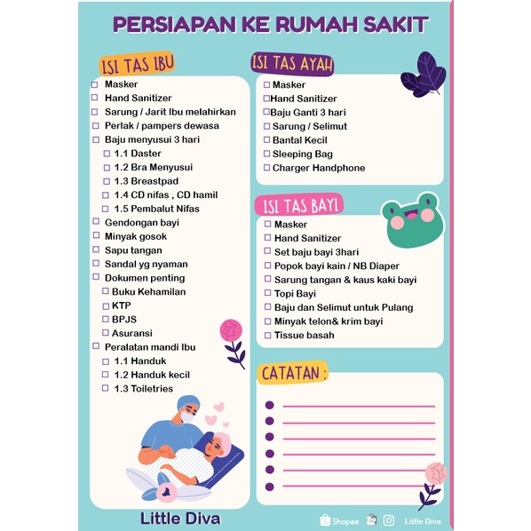 List KEBUTUHAN IBU MELAHIRKAN Pembalut Bersalin Cukin stagen lilit korset Softex Maternity CD hamil Gurita Tali Ibu