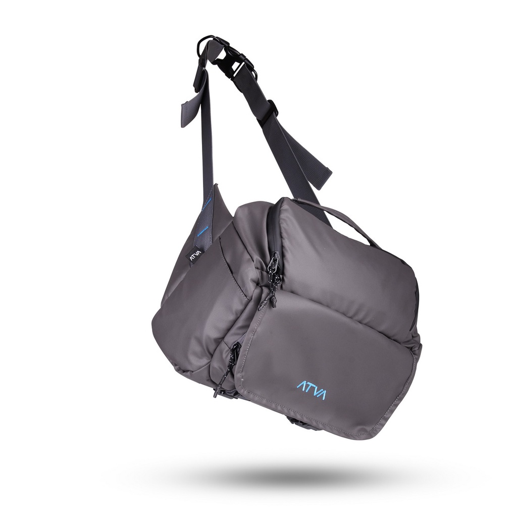 ZOOM 2 PRO GREY ORIGINAL x ATVA Tas Kamera Selempang Abu-Abu Pria Wanita Unisex Slingbag Lensa DSLR Mirrorless Sling Bag Camera Multifungsi Casual Camera Shoulder Bag Premium Waterproof Shoulderbag Tas Kamera Slempang Bahu Anti Air Keren Terbaru Kekinian
