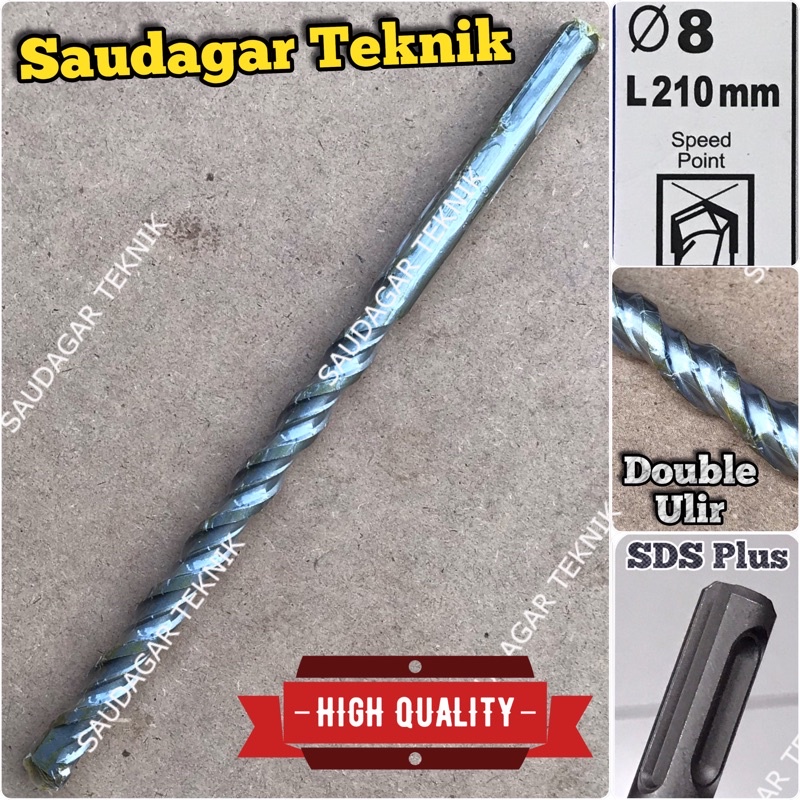 SDS Plus 8mm X 210mm Mata Bor Beton Tembok SDS + 8 mm Panjang 210 mm