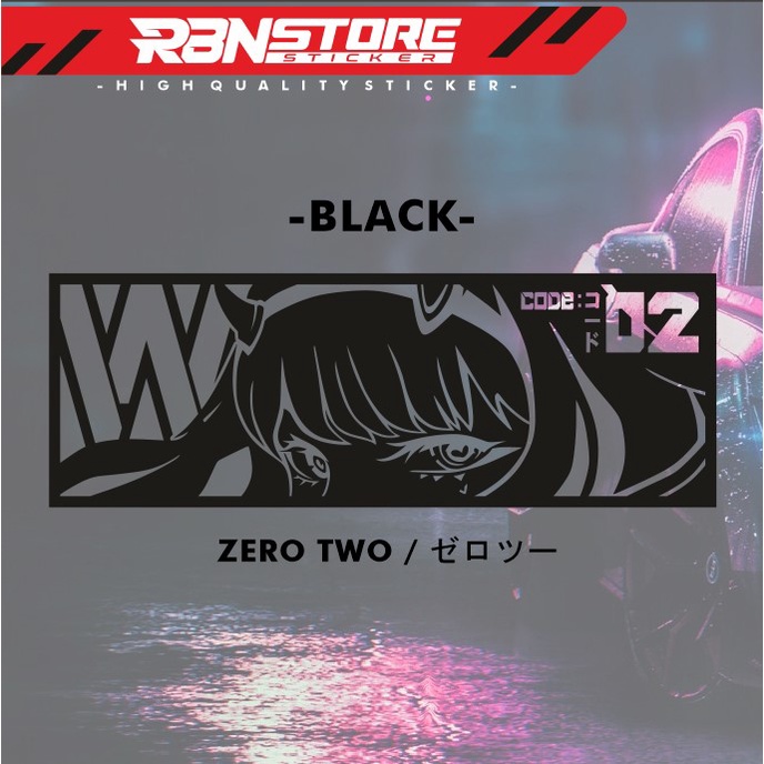 STIKER ANIME ZERO TWO DARLING UNTUK MOTOR DAN MOBIL CUTTING STICKER WARNA SOLID DAN HOLOGRAM RBN