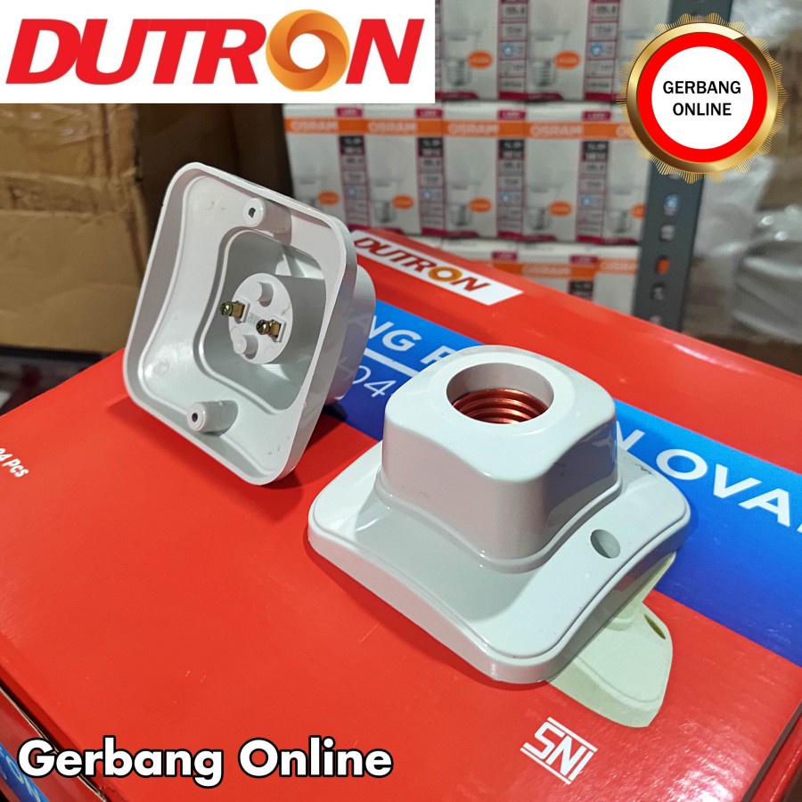 Fitting/Fiting/Rumah Lampu Plafon Kotak Segi Oval SNI  Putih merek Dutron