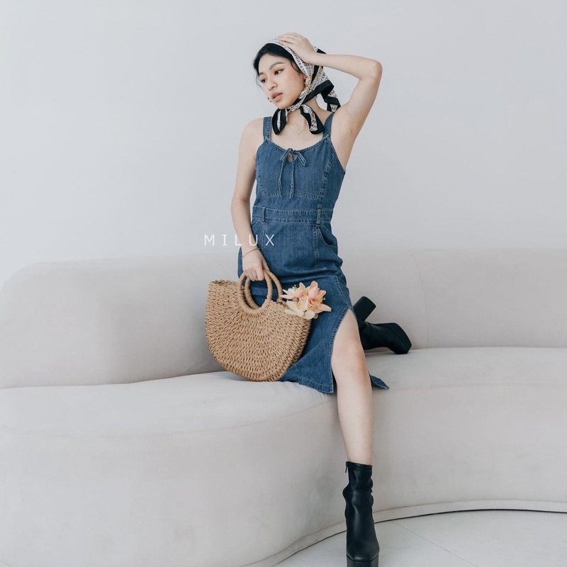 DRESS JEANS IMPORT PANJANG TERUSAN KOREAN WANITA DENIM MX538