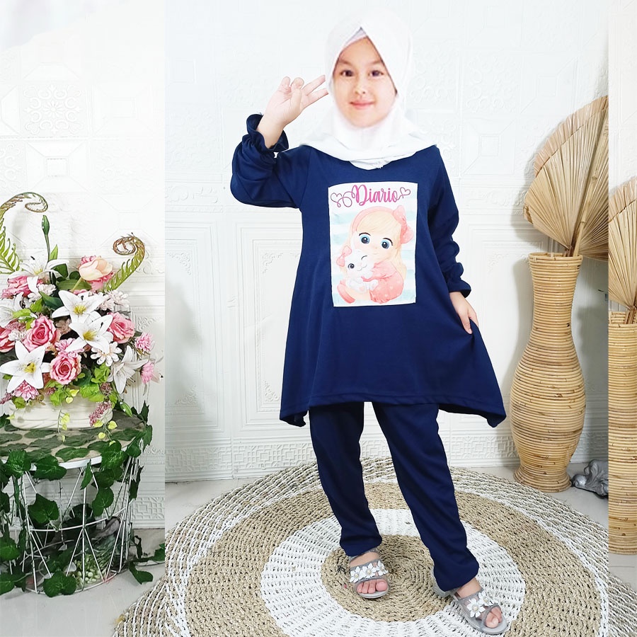 SETELAN DIARY ANAK TUNIK ATASAN DAN CELANA PAJANG VIRAL SETCEL KIDS CANTIK 2-12tahun GL FASHION