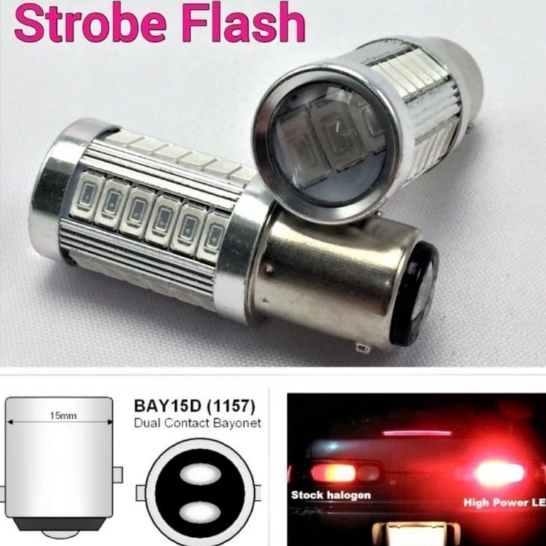 Lampu LED Bayonet Brake Rem 5630 33 VORSON FLASH Lensa Mobil Motor