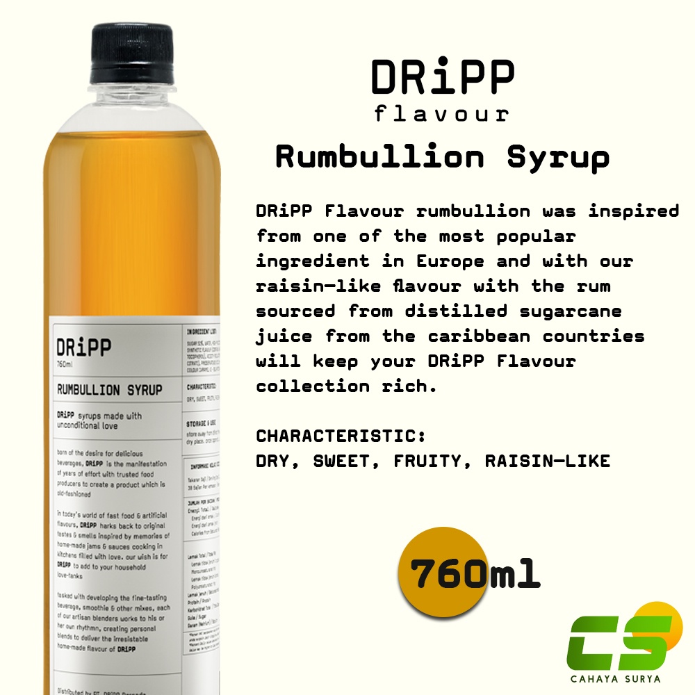 

Dripp Sirup / Syrup - Rumbullion Syrup 760 ml (Sirup Rasa Rum)