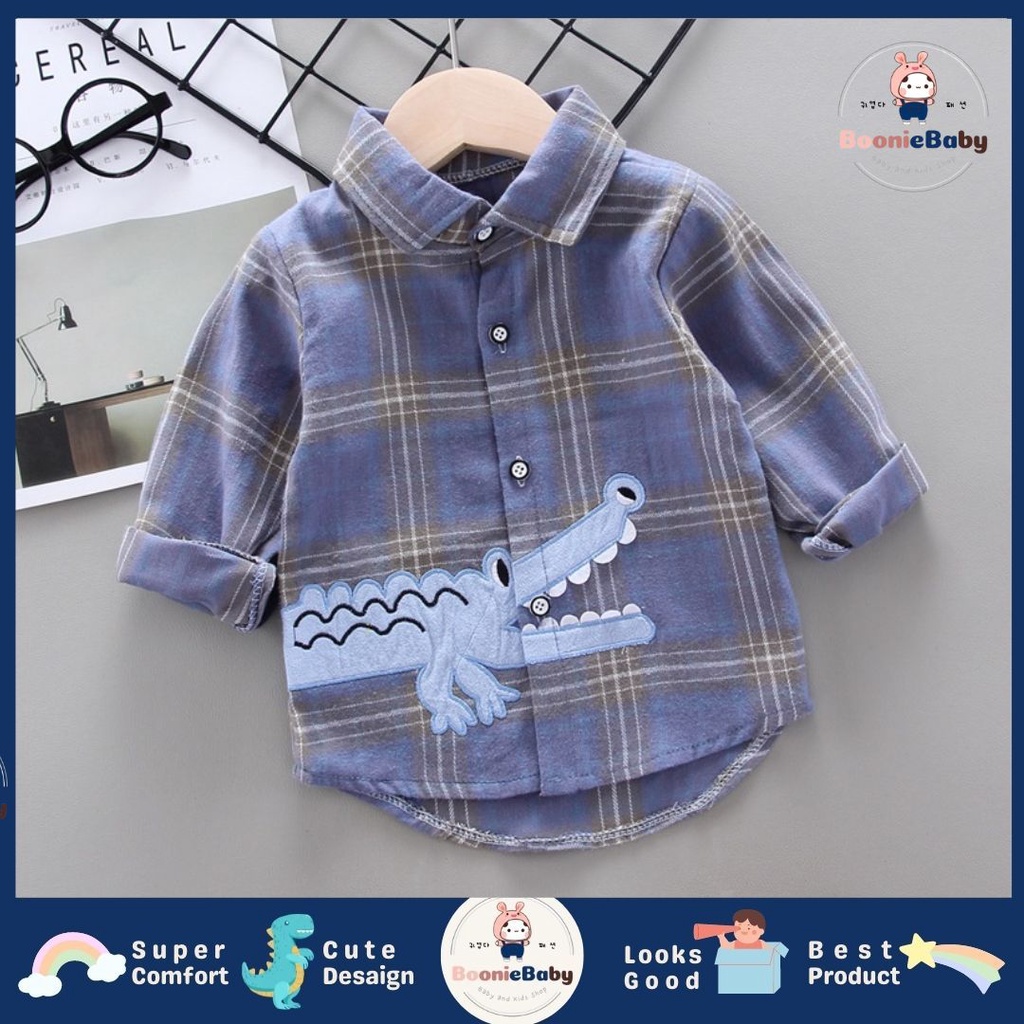 boonie ATASAN KEMEJA CROC EBV Kemeja Bayi anak Laki-laki import Lengan panjang Berkualitas