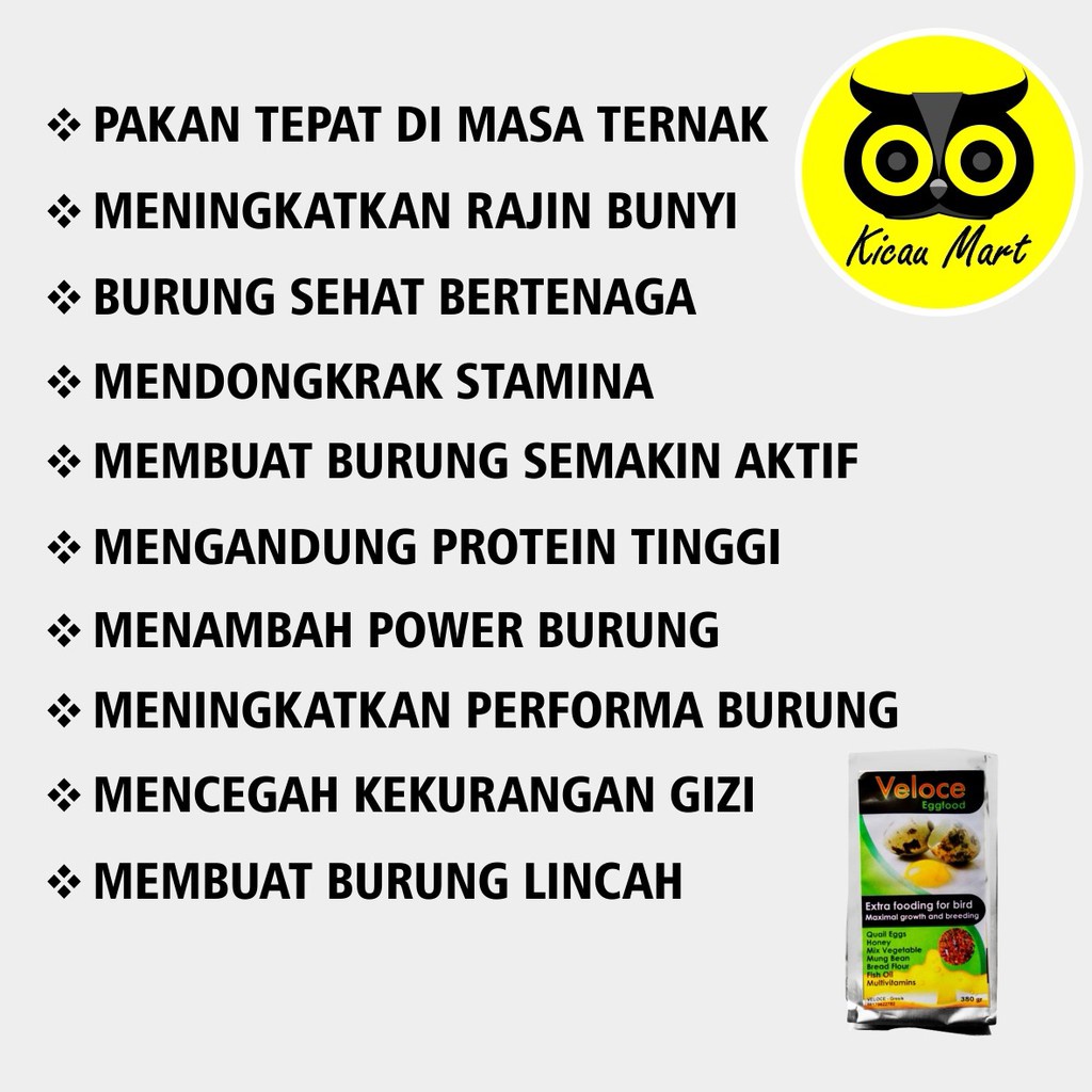 PAKAN MAKANAN TAMBAHAN EKSTRA FOODING EF TERNAK BURUNG KENARI LOVEBIRD DLL EGG FOOD VELOCE GANTAREJ2