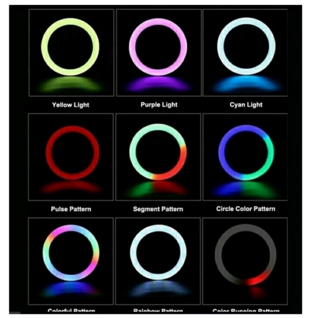 Soft Ring Light RGB LED 26Cm Ring Fill Light Rainbow + Free Holder U Hp &amp; Miniball / Ringlight Flash Selfi Murah Warna Warni Paket Komplit Live Streaming Youtuber / Ringlight Rainbow Lampu Photo Studio Selfie Make Up Live Tiktokers Vlogger Live Streamer