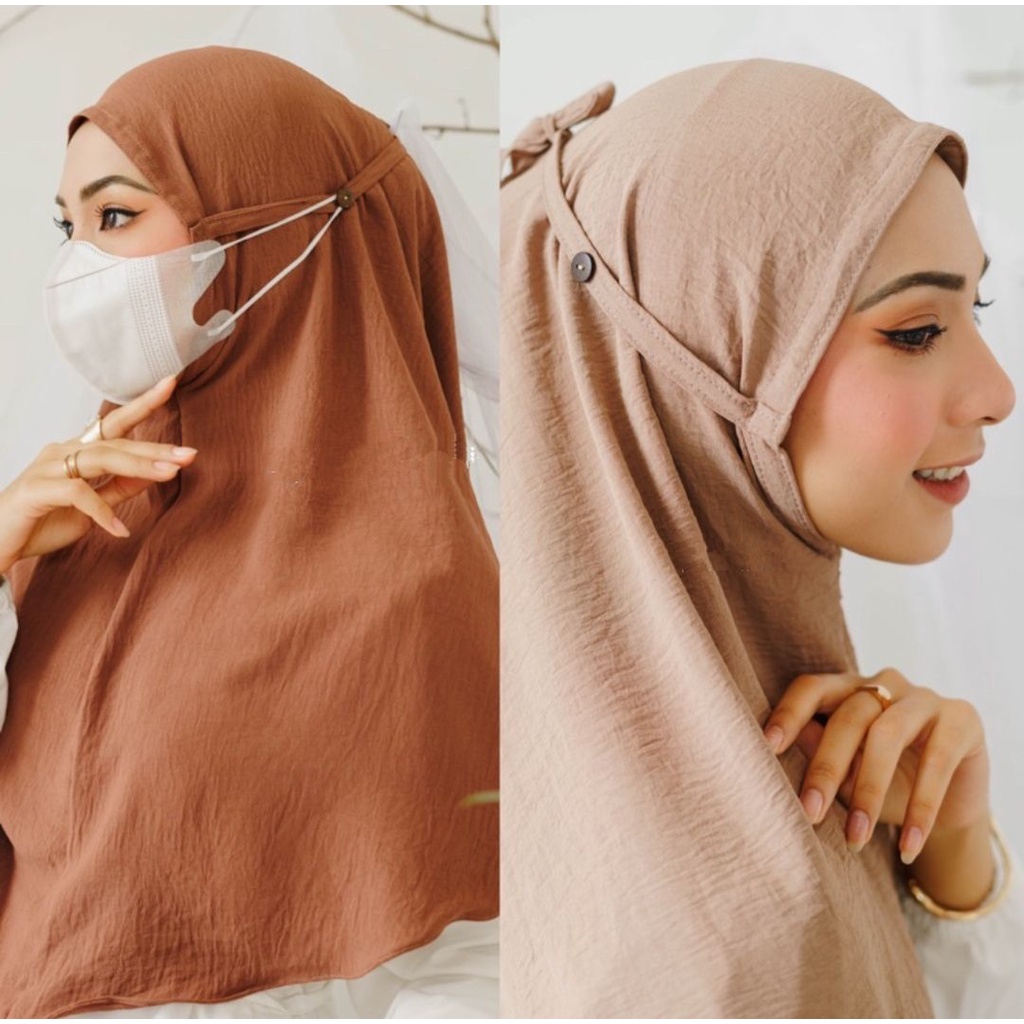 KHIMAR BERGO NONPET KANCING KONEKTOR KERUDUNG HIJAB JILBAB KERUDUNG SEGIEMPAT AIRFLOW CRINCKLE DEODORA PREMIUM