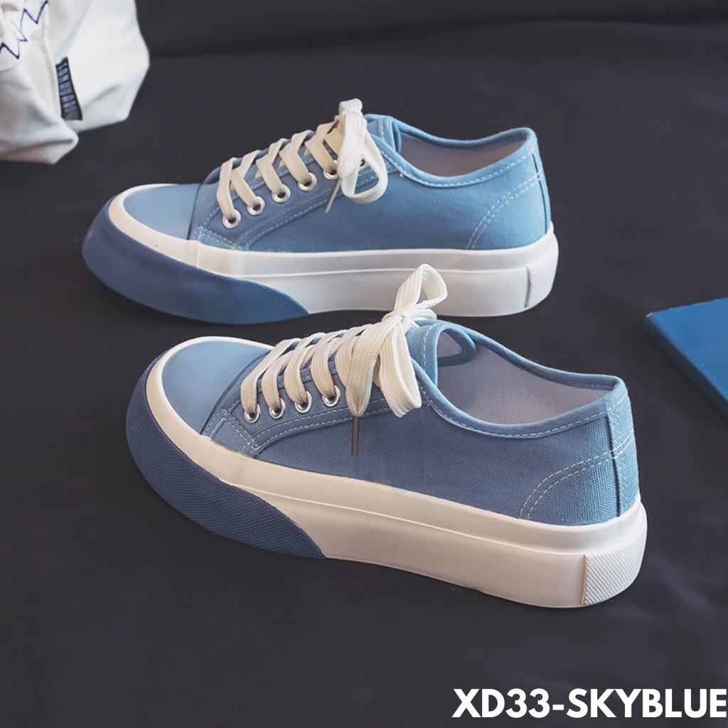 SEPATU SNEAKERS WANITA CLASSY MODIS VIRAL TRI COLOUR BAHAN CANVAS IMPORT D33