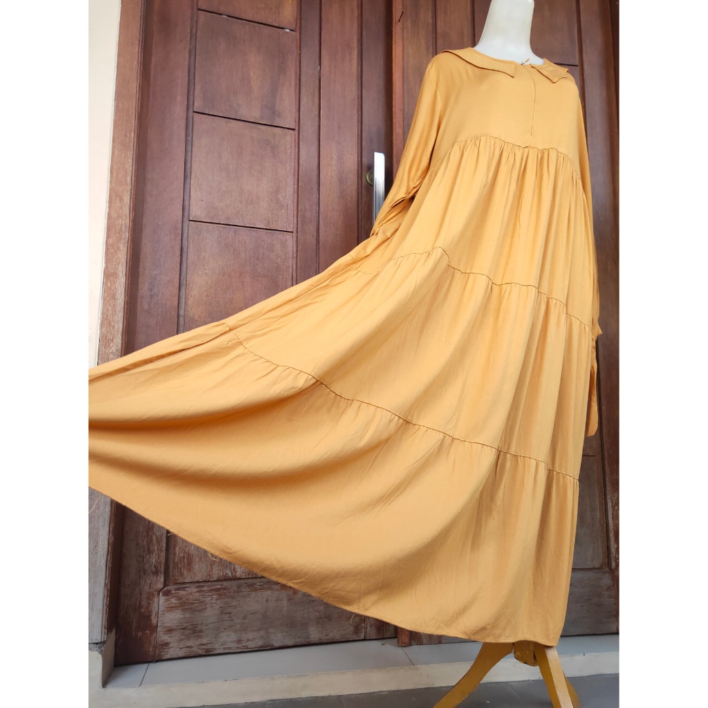 Midi Dress Rayon Twill Premium Busui Friendly Long Tunik Fashion Muslim Korean Style