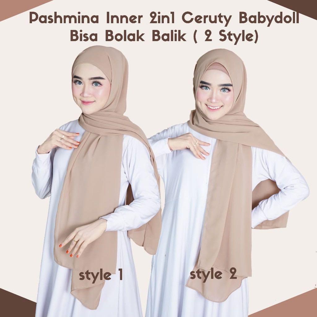 HIJAB PASHMINA INNER/ PASHMINA INSTAN 2IN1 CERUTY BABYDOLL TERBARU HARGA TERMURAH