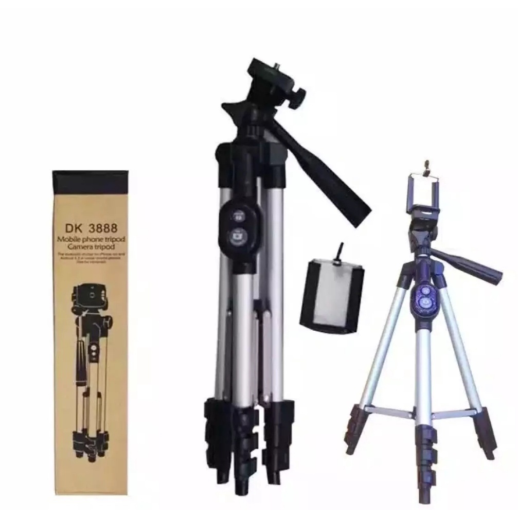 Tripod Tongis Bluetooth WIth Remote DK 3888 Kaki 1 Meter-Tripod With Remote Bluetooth Shutter HP Camera DK-3888 Holder U &amp; Free Sarung-Tripod Smartphone