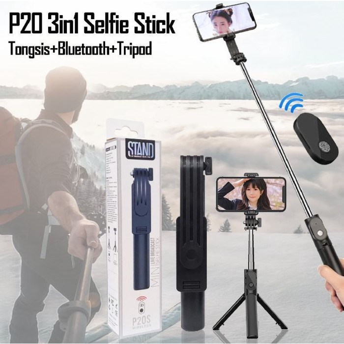 TONGSIS TRIPOD P20S SELFIE STICK TOMSIS BLUETOOTH REMOTE