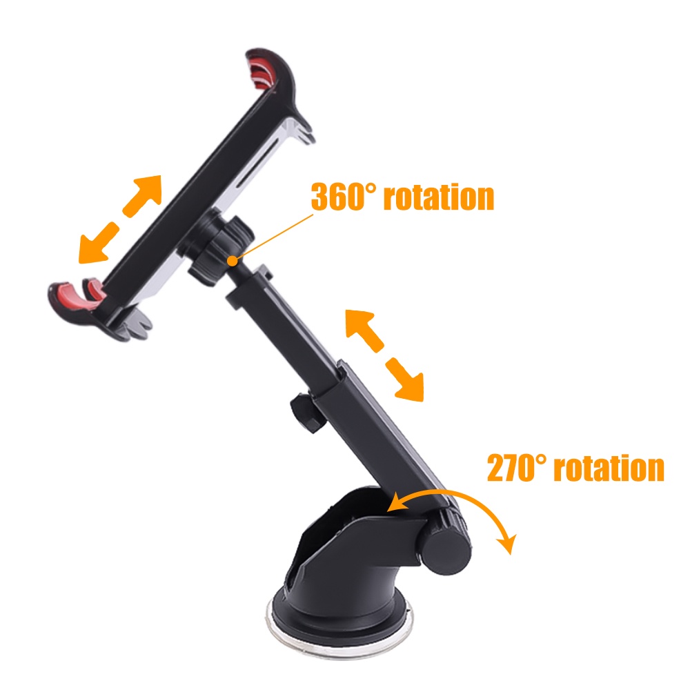 360° Braket Stand Holder Smartphone / Tablet Universal Adjustable Dengan Suction Cup Untuk Dashboard Mobil