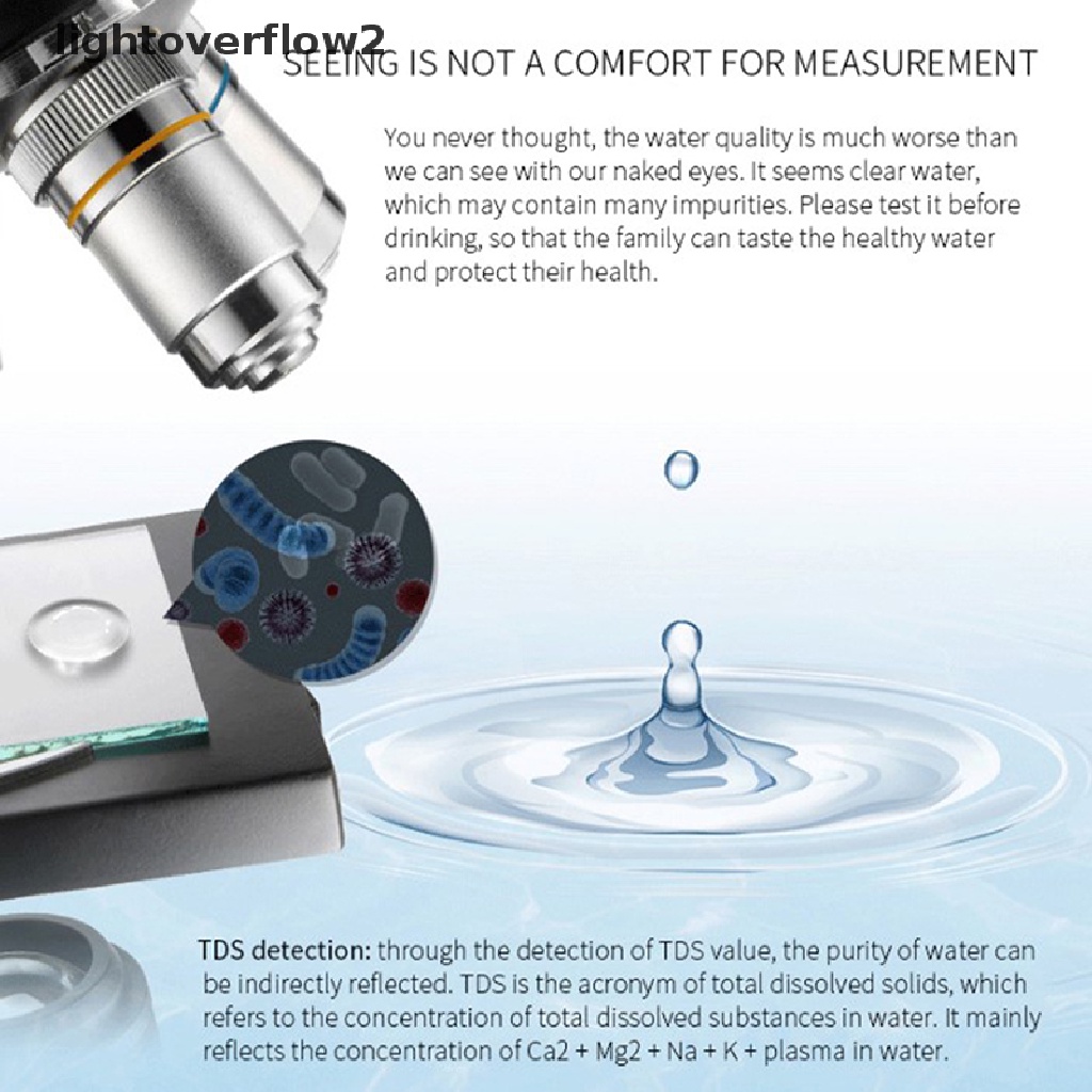 (lightoverflow2) Tds Meter Digital 2in1 0-9990 ppm Untuk Tes Kualitas Air Minum