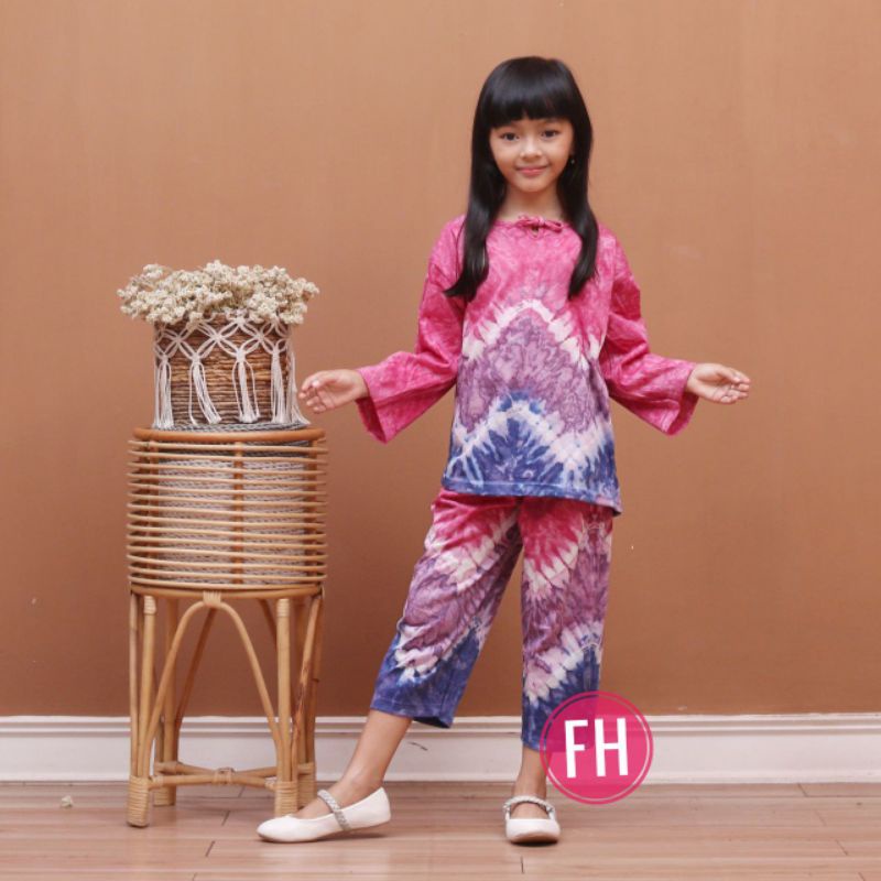 Setelan Baju Abstrak Anak Perempuan Usia 1-10 Tahun S M L XL XXL Celana Panjang dan Lengan Panjang