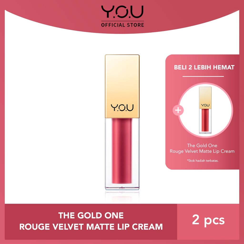Y.O.U The Gold One Rouge Velvet Matte Lip Cream Quick Dry and Long Lasting Original 100% By You