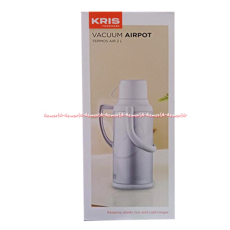 Kris Vacuum Flask White 2L Tempat Termos Thermos Cerek Teko Air Panas Tahan Lama Kris Vakum 2 Litter Abu Abu Grey Silver