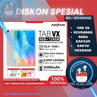 Advan Tab VX 8GB / 128GB 10.4 inch Tiger T618 Android 11 - UP TO 2TB - keyboard -Garansi Resmi
