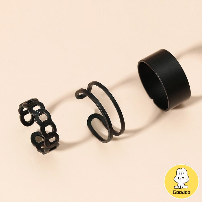 3pcs Set Cincin Jari Knuckle Gaya Vintage Punk Korea Untuk Pria Dan Cincin Wanita -Doo