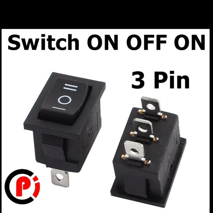 Rocker Switch Sedang 20x15mm 3 Pin Kaki Saklar 3 posisi On Off On