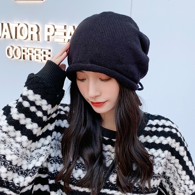 Women Pile Hats Women's Hats Wool Hats Pullover Month  Small Face Knitting Hats