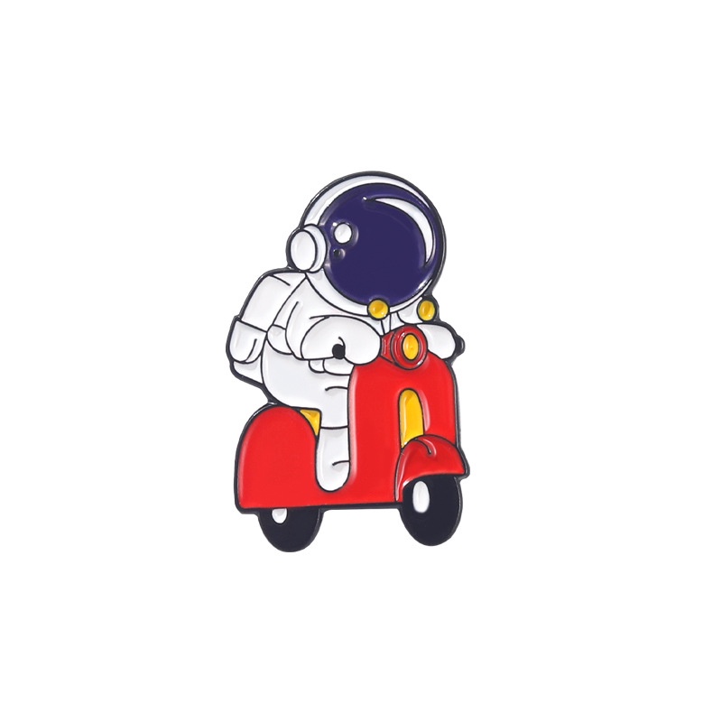 Bros Pin Enamel Bentuk Kartun Astronot Untuk Aksesoris Denim