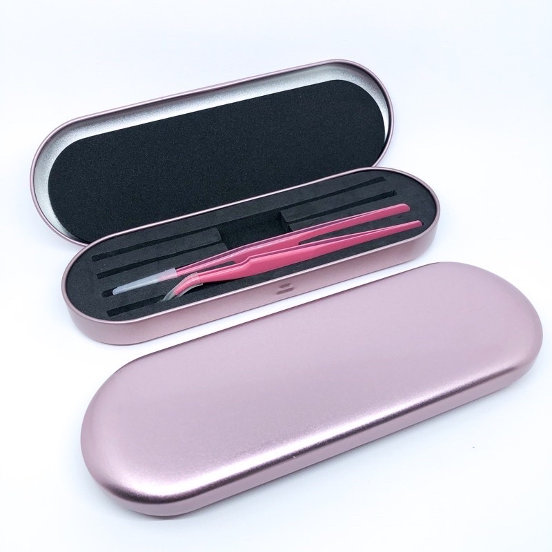 Tempat pinset case eyelash extension 4 garis / box alumunium storage pinset tweezer eyelash extension