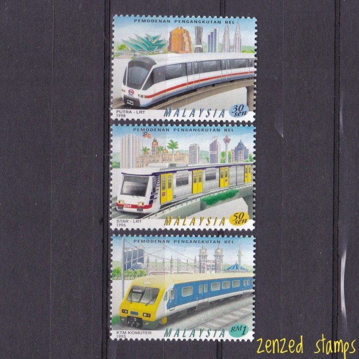 

0710 Perangko Malaysia 1998 Rail Transport 3v Mnh