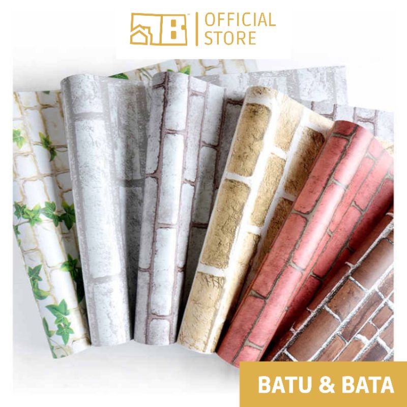 Jual [COD] BOLONGWallpaper Sticker Dinding Motif Batu/Bata (ANTI AIR